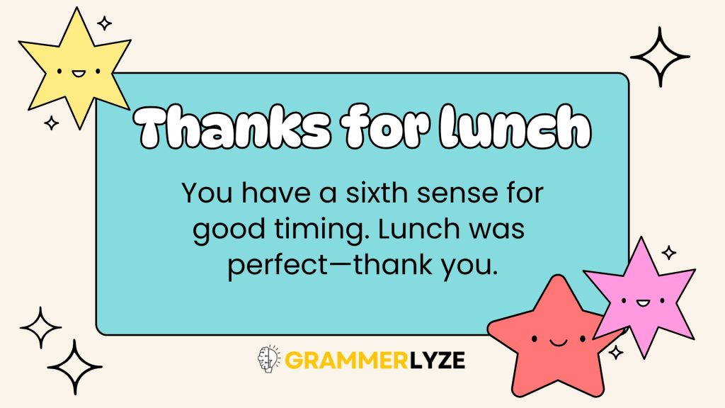 Thanks for lunch