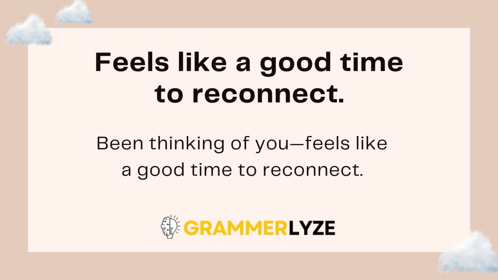 Feels like a good time to reconnect.